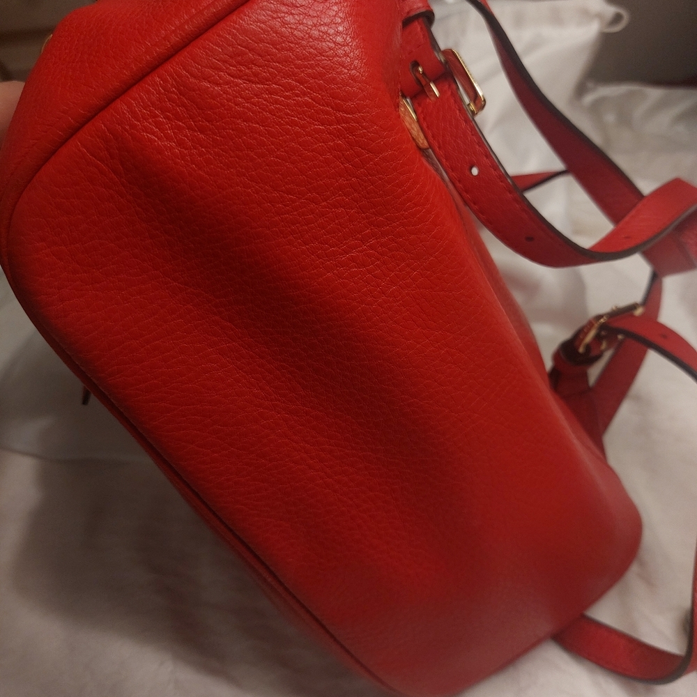 Michael Kors Red Rhea Leather Backpack - Picture 12 of 16